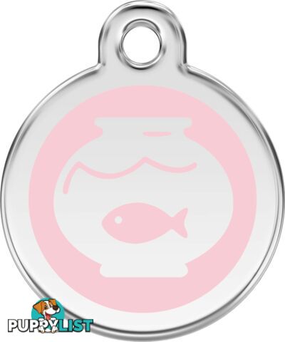 RED DINGO ENAMEL FISH BOWL TAG - LIGHT PINK - LIFE