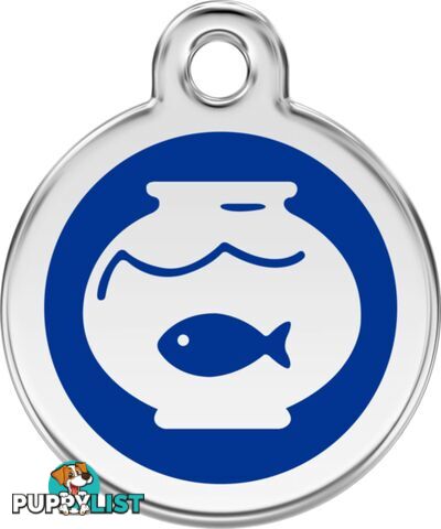 RED DINGO ENAMEL FISH BOWL TAG - DARK BLUE - LIFET