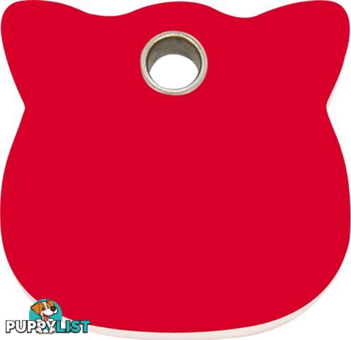 RED DINGO - PLASTIC CAT HEAD TAG - RED ENGRAVED