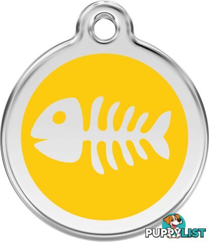 RED DINGO ENAMEL FISH BONE TAG - YELLOW - LIFETIME