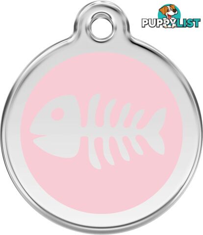 RED DINGO ENAMEL FISH BONE TAG - PINK - LIFETIME G