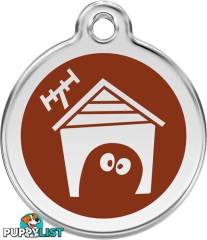 RED DINGO ENAMEL DOG HOUSE TAG - BROWN - LIFETIME