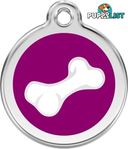 RED DINGO 2D BONE TAG PURPLE - LIFETIME GUARANTEE