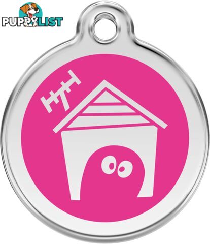 RED DINGO DOG ENAMEL HOUSE TAG - HOT PINK - LIFETI