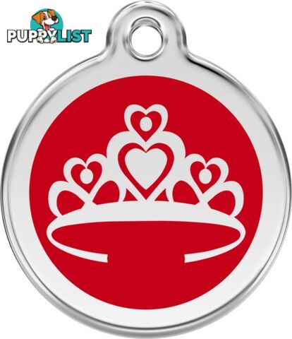 RED DINGO ENAMEL CROWN TAG RED - LIFETIME GUARANTE