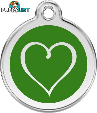 RED DINGO ENAMEL TRIBAL HEART TAG - GREEN - LIFETI