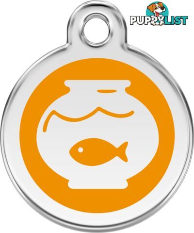 RED DINGO ENAMEL FISH BOWL TAG - ORANGE - LIFETIME