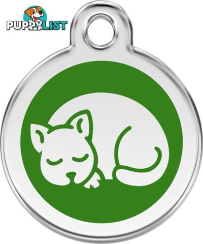 RED DINGO ENAMEL KITTEN TAG - GREEN - LIFETIME GUA