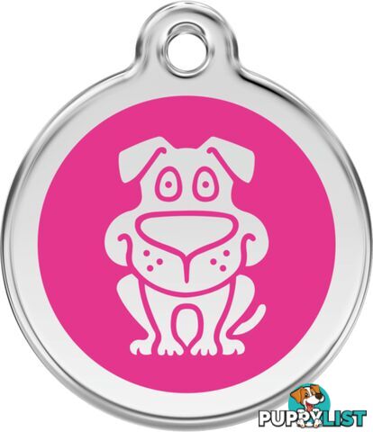 RED DINGO ENAMEL DOG TAG - HOT PINK - LIFETIME GUA