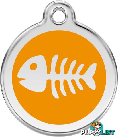 RED DINGO ENAMEL FISH BONE TAG - ORANGE - LIFETIME