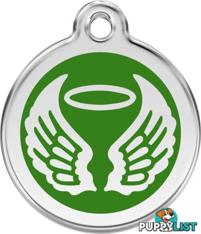 RED DINGO ENAMEL ANGEL WINGS TAG - GREEN - LIFETIM