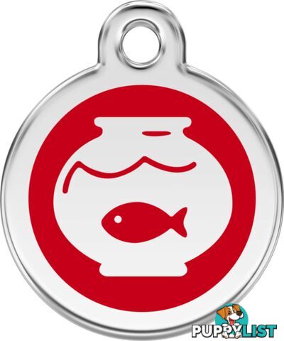 RED DINGO ENAMEL FISH BOWL TAG - RED - LIFETIME GU