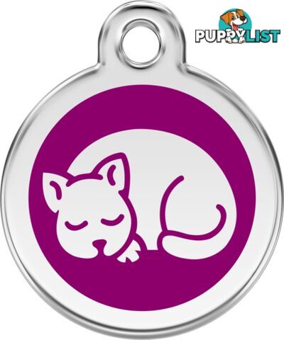 RED DINGO ENAMEL KITTEN TAG - PURPLE - LIFETIME GU