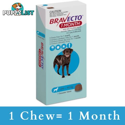 BRAVECTO MONTHLY CHEW TABLET FOR LARGE DOGS 20-40K