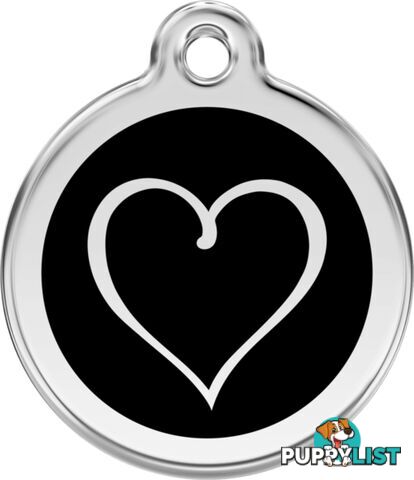 RED DINGO ENAMEL TRIBAL HEART TAG - BLACK - LIFETI