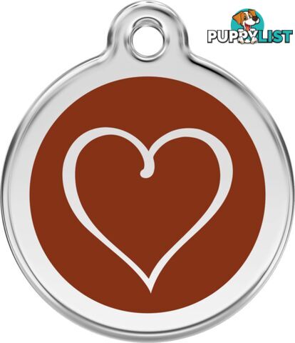 RED DINGO ENAMEL TRIBAL HEART TAG - BROWN - LIFETI