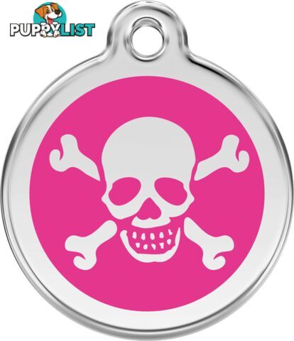 RED DINGO SKULL & CROSS BONES HOT PINK TAG - L