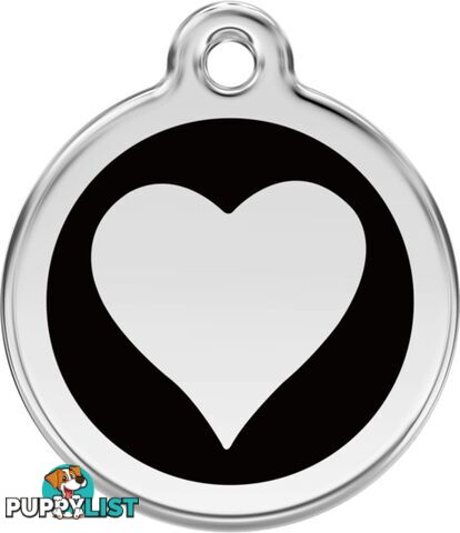 RED DINGO ENAMEL BLACK HEART TAG - LIFETIME GUARAN