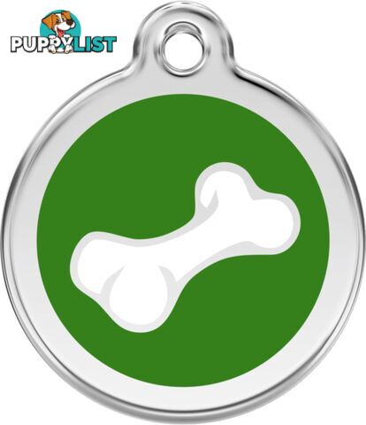 RED DINGO 2D BONE TAG GREEN - LIFETIME GUARANTEE -