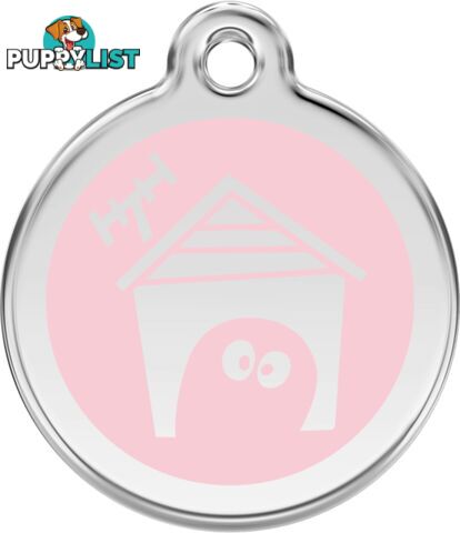 RED DINGO DOG ENAMEL HOUSE TAG - LIGHT PINK - LIFE