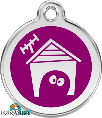 RED DINGO DOG ENAMEL HOUSE TAG - PURPLE - LIFETIME