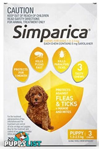 SIMPARICA PUPPY & VERY SMALL DOG 1.3 - 2.5KG (