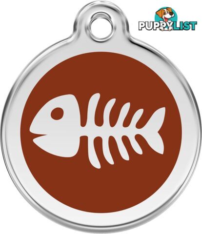 RED DINGO ENAMEL FISH BONE TAG - BROWN - LIFETIME