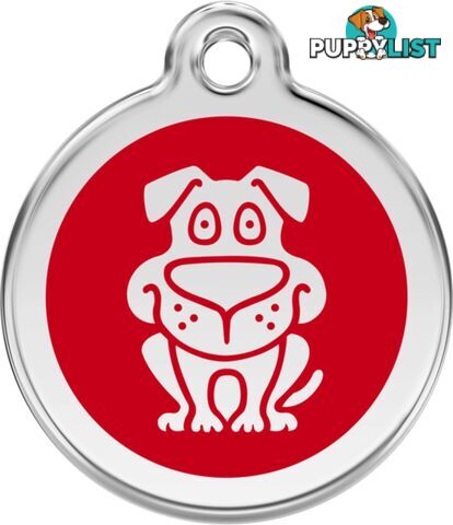 RED DINGO ENAMEL DOG TAG - RED - LIFETIME GUARANTE