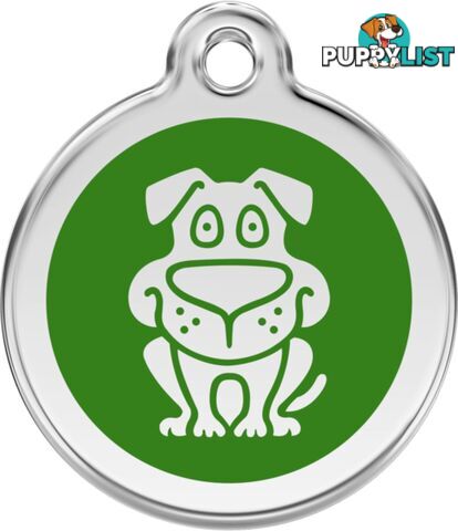 RED DINGO ENAMEL DOG TAG - GREEN - LIFETIME GUARAN