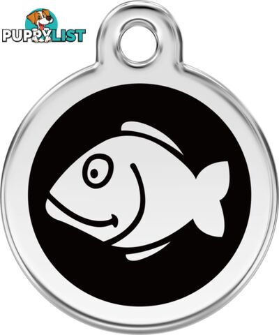 RED DINGO ENAMEL FISH TAG - BLACK - LIFETIME GUARA