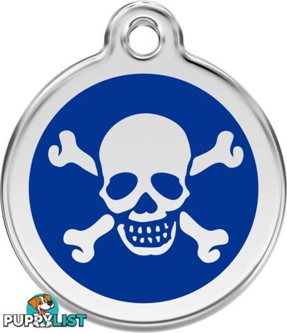 RED DINGO SKULL & CROSS BONES DARK BLUE TAG -