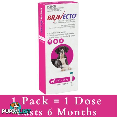 BRAVECTO SPOT ON FOR EXTRA LARGE DOGS 40.1 - 56KG