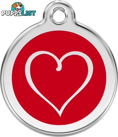 RED DINGO ENAMEL TRIBAL HEART TAG - RED - LIFETIME