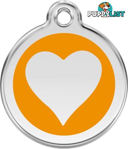 RED DINGO ENAMEL ORANGE HEART TAG - LIFETIME GUARA