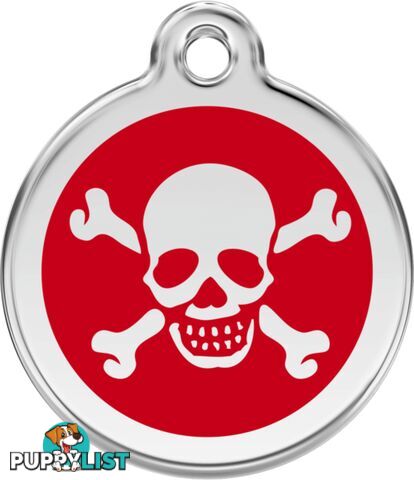 RED DINGO SKULL & CROSS BONES RED TAG - LIFETI