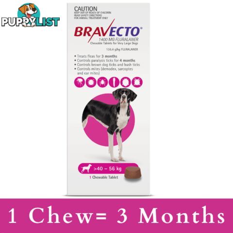 BRAVECTO CHEWABLE TABLET FOR EXTRA LARGE DOGS 40-5