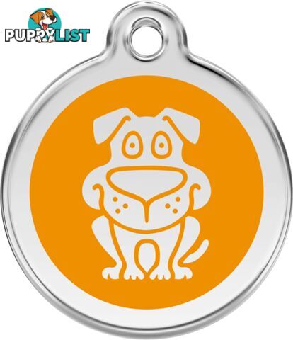 RED DINGO ENAMEL DOG TAG - ORANGE - LIFETIME GUARA