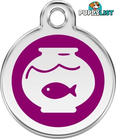 RED DINGO ENAMEL FISH BOWL TAG - PURPLE - LIFETIME