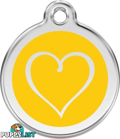 RED DINGO ENAMEL TRIBAL HEART TAG - YELLOW - LIFET