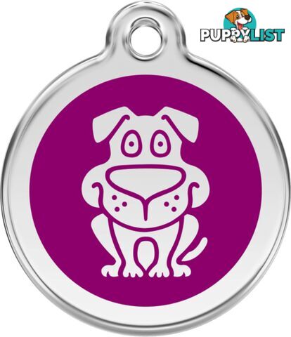 RED DINGO ENAMEL DOG TAG - PURPLE - LIFETIME GUARA