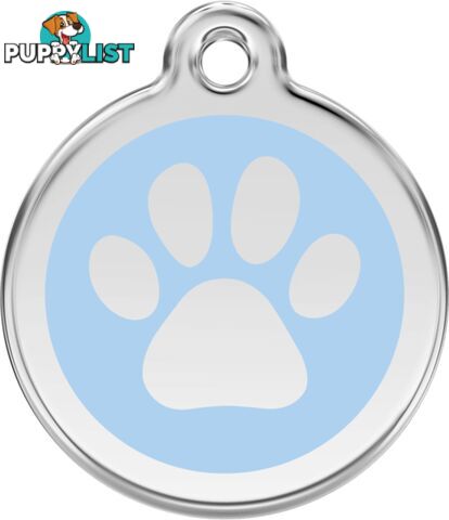 RED DINGO ENAMEL PAW PRINT TAG LIGHT BLUE - LIFETI