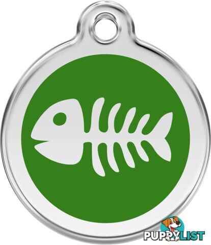 RED DINGO ENAMEL FISH BONE TAG - GREEN - LIFETIME