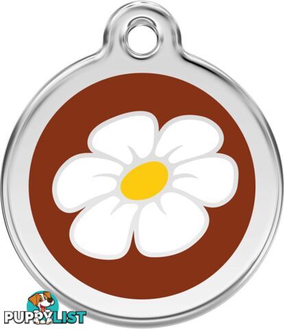 RED DINGO ENAMEL DAISY TAG - BROWN - LIFETIME GUAR