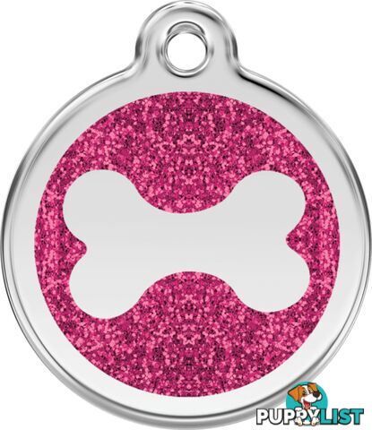 RED DINGO GLITTER BONE TAG HOT PINK - LIFETIME GUA