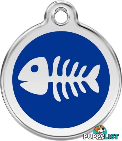 RED DINGO ENAMEL FISH BONE TAG - DARK BLUE - LIFET