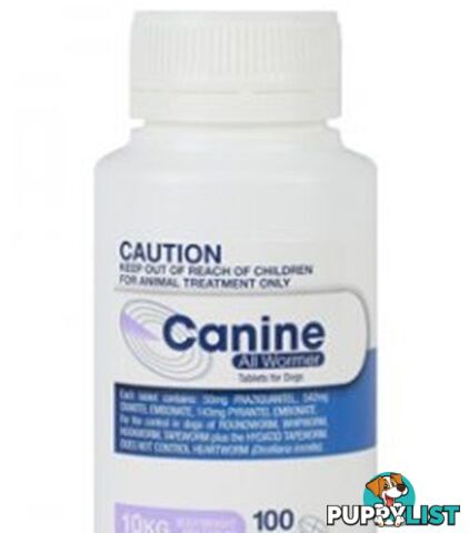 CANINE ALLWORMER TABLETS 10KG 100 TABLETS