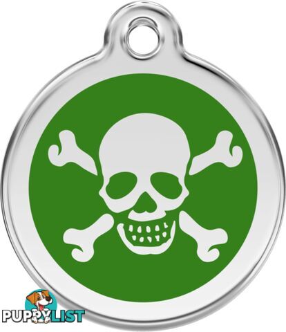 RED DINGO SKULL & CROSS BONES GREEN TAG - LIFE