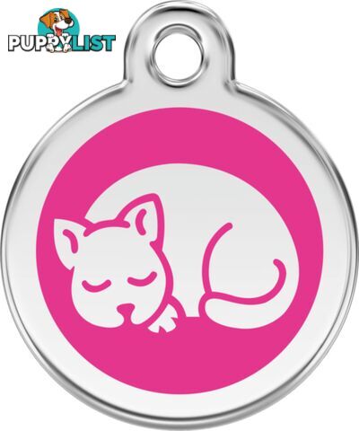 RED DINGO ENAMEL KITTEN TAG - HOT PINK - LIFETIME