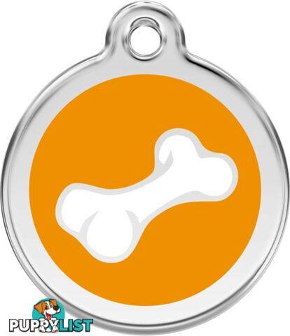 RED DINGO 2D BONE TAG ORANGE - LIFETIME GUARANTEE