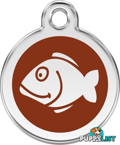 RED DINGO ENAMEL FISH TAG - BROWN - LIFETIME GUARA